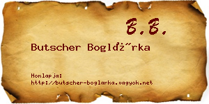 Butscher Boglárka névjegykártya